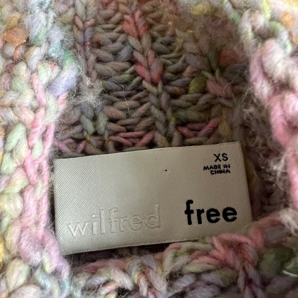 Aritzia Wilfred Free Chunky Knit Rainbow Speckled‎ Mock Neck Cropped Sweater XS - Picture 8 of 10